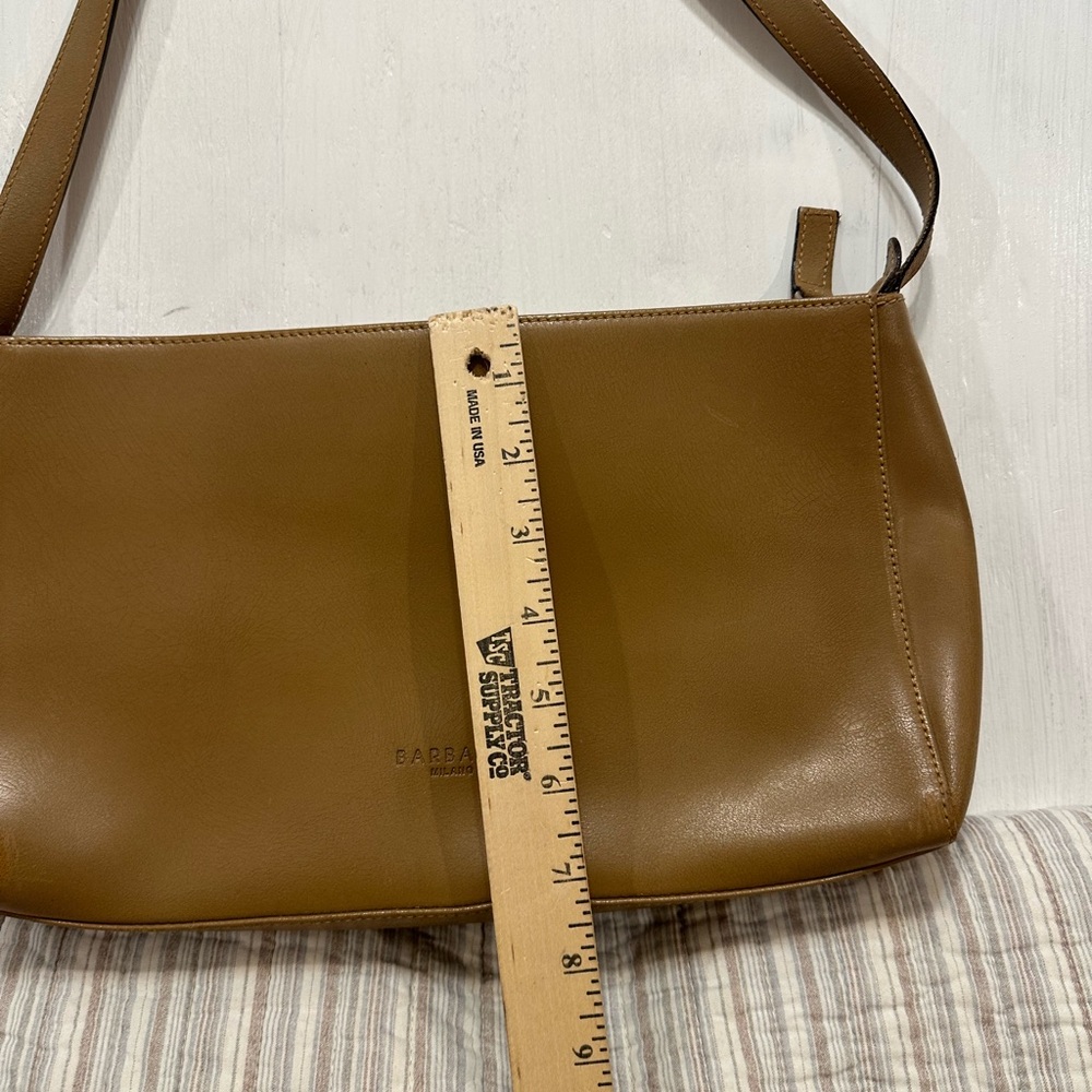 Barbara Milano 90s Italian Leather Shoulder Bag – Tan Brown Y2K Minimal Purse - Picture 7 of 13